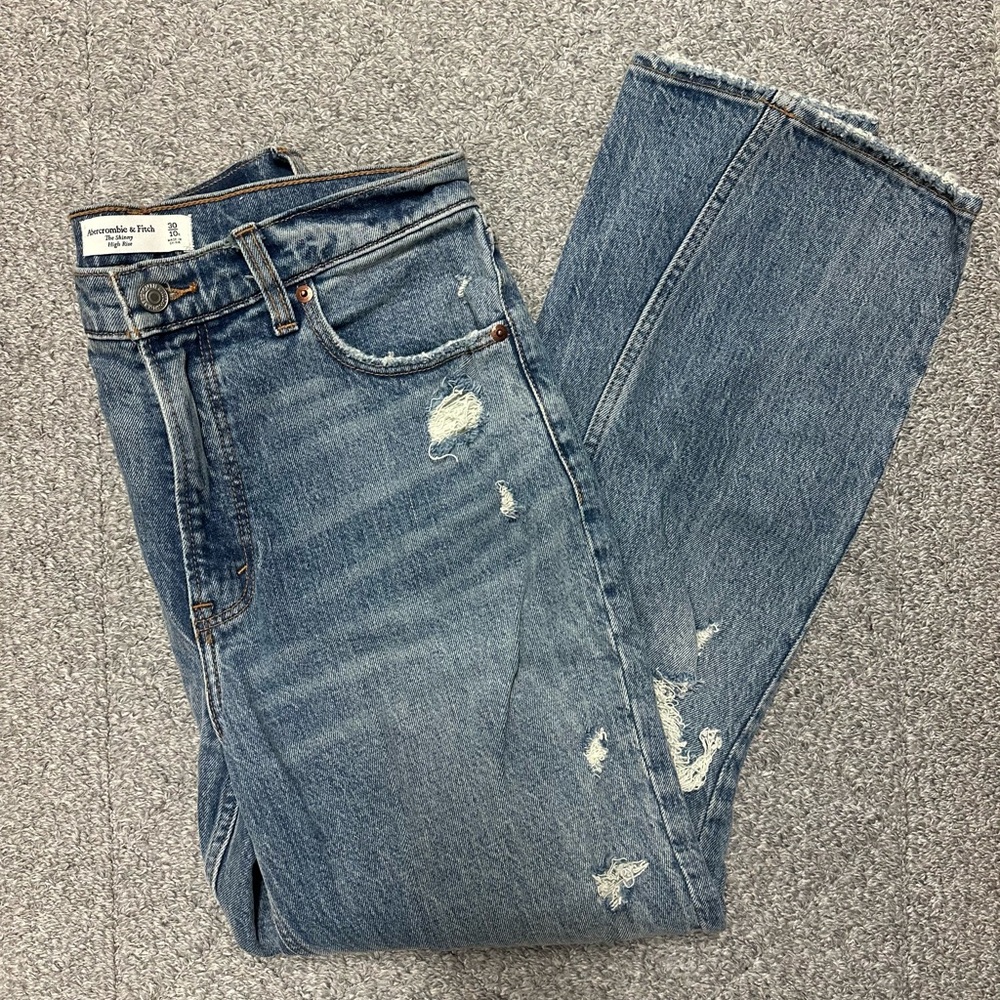 Abercrombie & Fitch Distressed Skinny High Rise Jeans